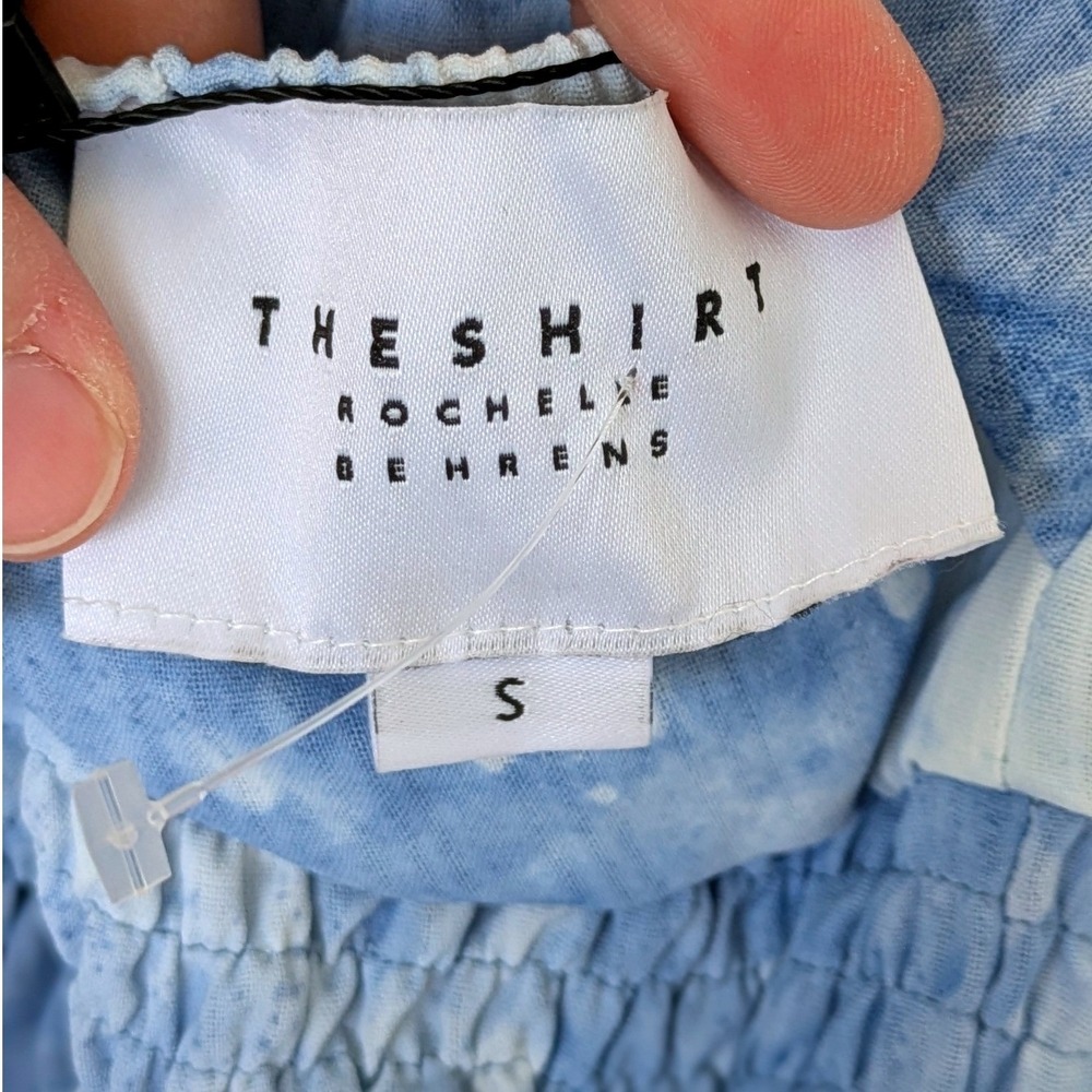 The Shirt Rochelle Behrens Tie Dye Mini Dress Blue Boho Handkerchief Hem - Picture 4 of 8